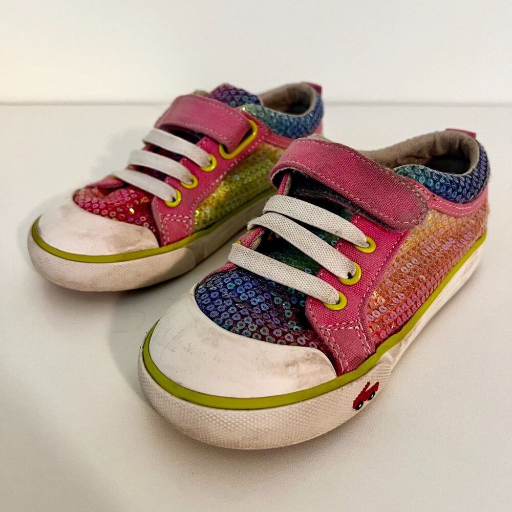 See Kai Run Toddler Girl Shoes Size 11.5 – Rainbow Sequin Sneakers RARE